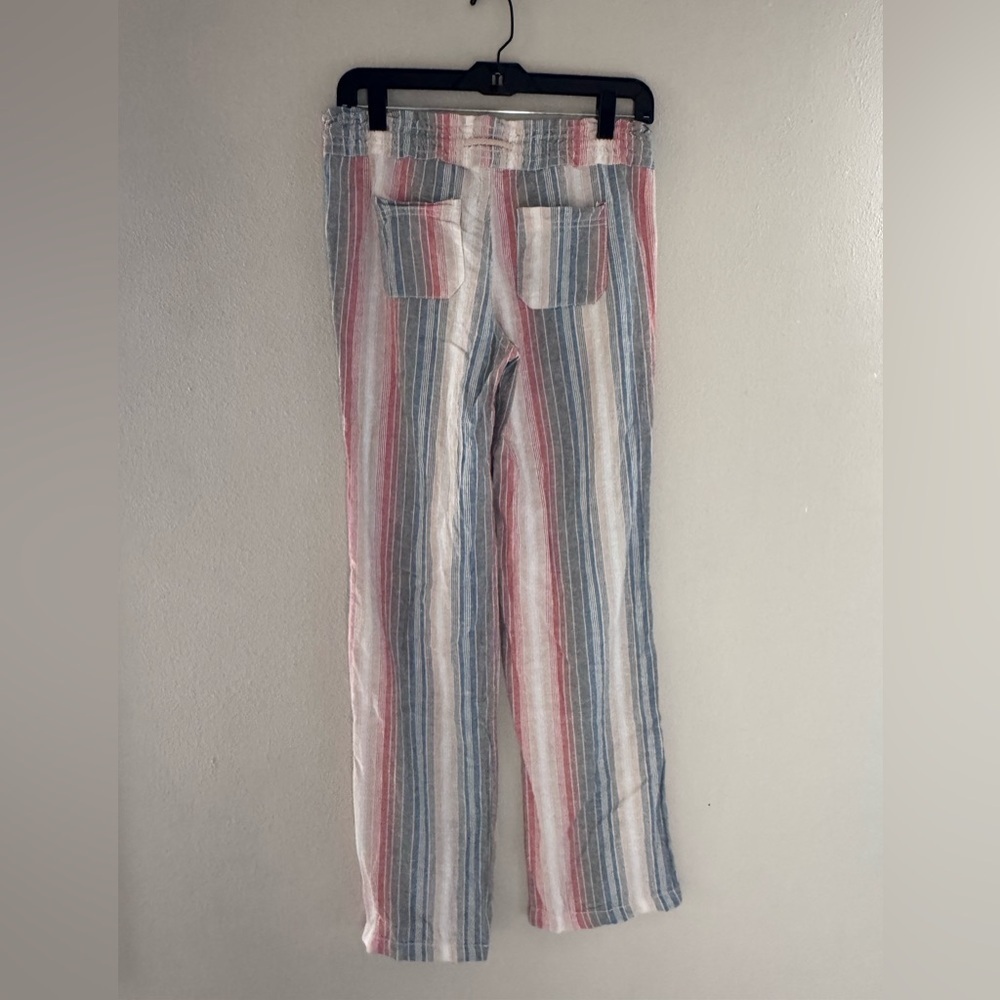 Cali 1850 Printed Linen Pull On Pants - Multi Stripe, size Small - Picture 2 of 8